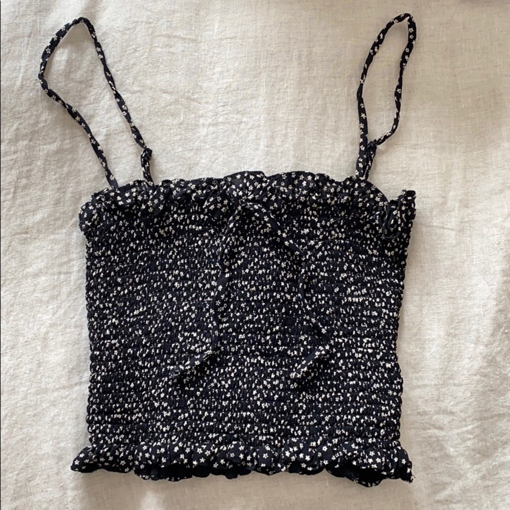 Reformation black and white floral crop top XS